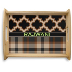 Moroccan & Plaid Natural Wooden Tray - Large (Personalized)