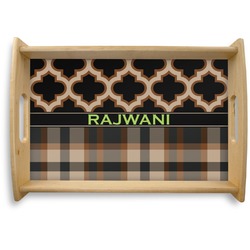 Moroccan & Plaid Natural Wooden Tray - Small (Personalized)