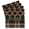 Moroccan & Plaid Set of 4 Sandstone Coasters - Front View