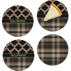 Moroccan & Plaid Set of 4 Glass Appetizer / Dessert Plate 8" (Personalized)