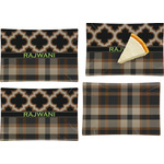 Moroccan & Plaid Set of 4 Glass Rectangular Appetizer / Dessert Plate (Personalized)