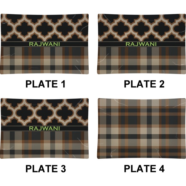 Moroccan & Plaid Set of Rectangular Appetizer / Dessert Plates (Approval)