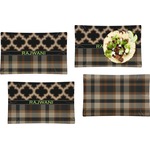 Moroccan & Plaid Set of 4 Glass Rectangular Lunch / Dinner Plate (Personalized)
