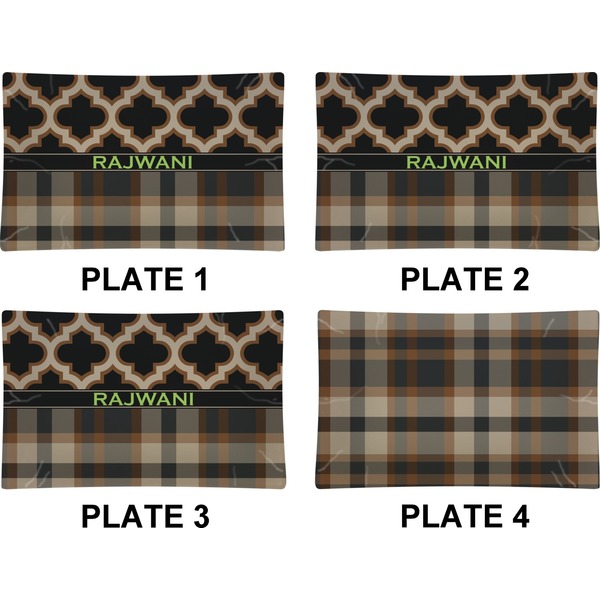 Moroccan & Plaid Set of Rectangular Dinner Plates (Approval)