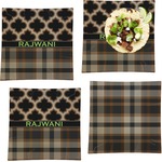 Moroccan & Plaid Set of 4 Glass Square Lunch / Dinner Plate 9.5" (Personalized)