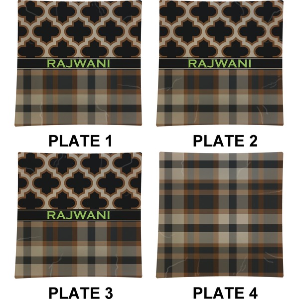 Moroccan & Plaid Set of Square Dinner Plates (Approval)