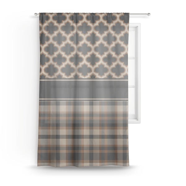 Custom Moroccan & Plaid Sheer Curtain - 50"x84"