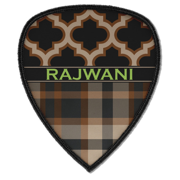 Custom Moroccan & Plaid Iron on Shield Patch A w/ Name or Text