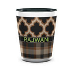 Moroccan & Plaid Ceramic Shot Glass - 1.5 oz - Two Tone - Set of 4 (Personalized)