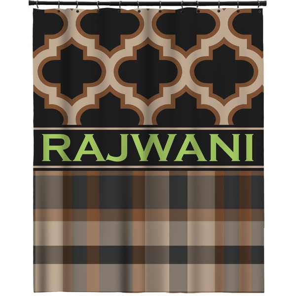 Custom Moroccan & Plaid Extra Long Shower Curtain - 70"x84" (Personalized)