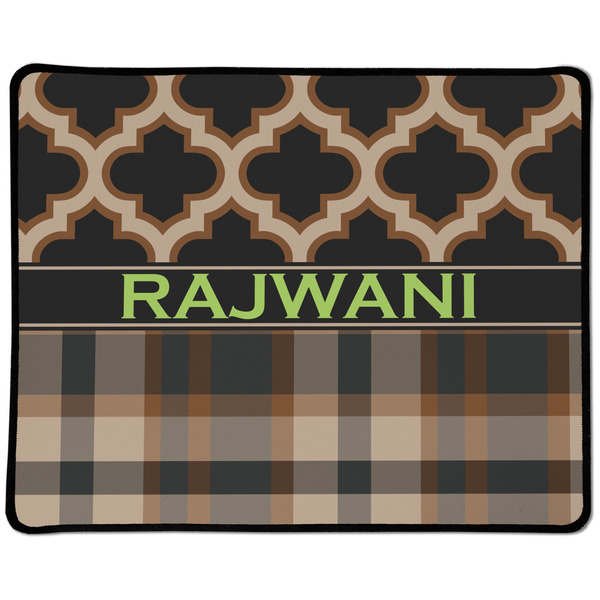 Custom Moroccan & Plaid Large Gaming Mouse Pad - 12.5" x 10" (Personalized)
