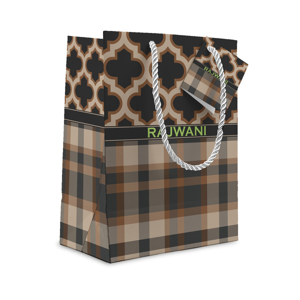 Custom Moroccan & Plaid Small Gift Bag (Personalized)
