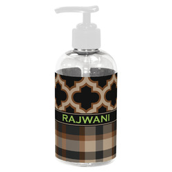 Moroccan & Plaid Plastic Soap / Lotion Dispenser (8 oz - Small - White) (Personalized)