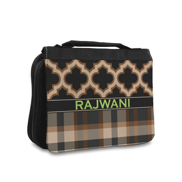 Custom Moroccan & Plaid Toiletry Bag - Small (Personalized)