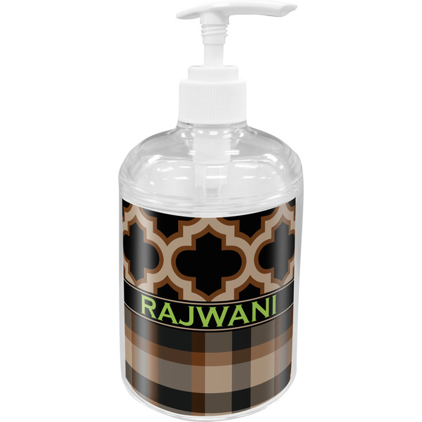 Custom Moroccan & Plaid Acrylic Soap & Lotion Bottle (Personalized)