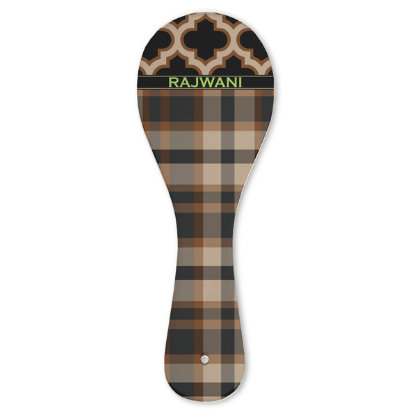 Custom Moroccan & Plaid Ceramic Spoon Rest (Personalized)