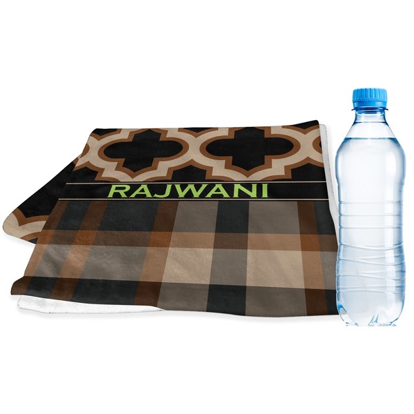 Custom Moroccan & Plaid Sports & Fitness Towel (Personalized)