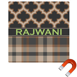 Moroccan & Plaid Square Car Magnet - 10" (Personalized)