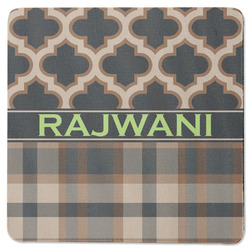Moroccan & Plaid Square Rubber Backed Coaster (Personalized)
