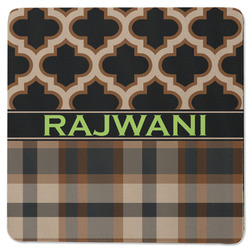 Moroccan & Plaid Square Rubber Backed Coaster (Personalized)