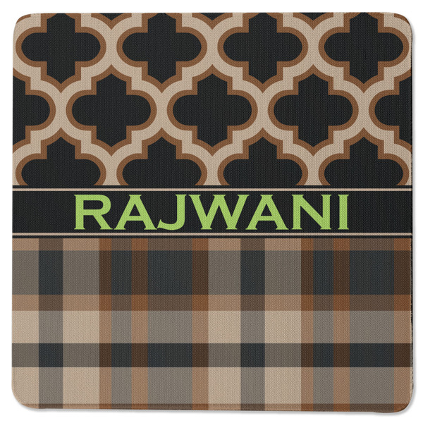 Moroccan & Plaid Square Coaster Rubber Back - Single
