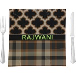 Moroccan & Plaid 9.5" Glass Square Lunch / Dinner Plate- Single or Set of 4 (Personalized)
