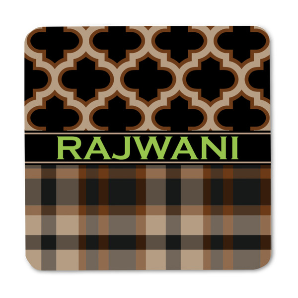 Moroccan & Plaid Square Fridge Magnet - FRONT