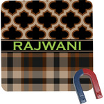 Moroccan & Plaid Square Fridge Magnet (Personalized)