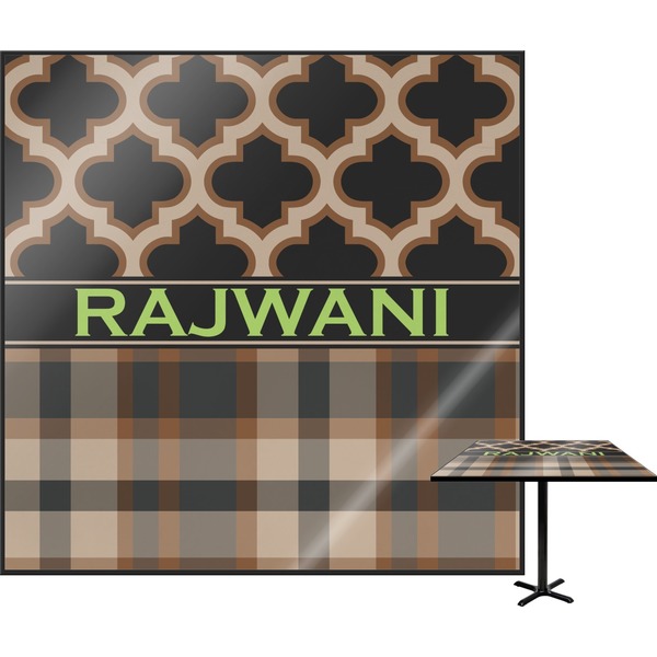 Custom Moroccan & Plaid Square Table Top - 24" (Personalized)
