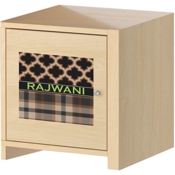 Moroccan & Plaid Square Wall Decal on Wooden Cabinet