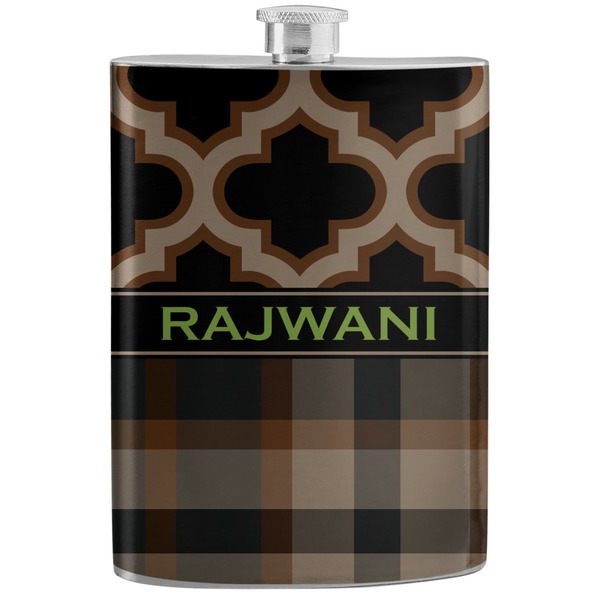 Custom Moroccan & Plaid Stainless Steel Flask (Personalized)