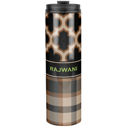 Moroccan & Plaid Stainless Steel Skinny Tumbler - 20 oz (Personalized)