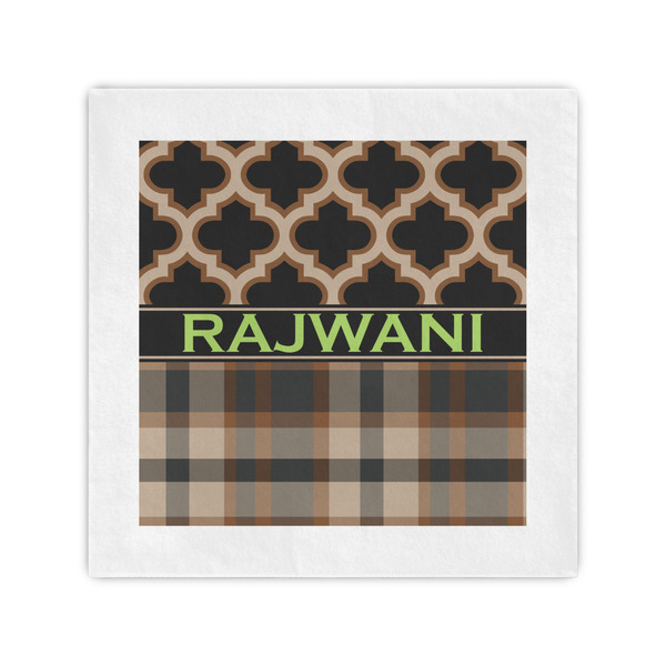 Custom Moroccan & Plaid Standard Cocktail Napkins (Personalized)