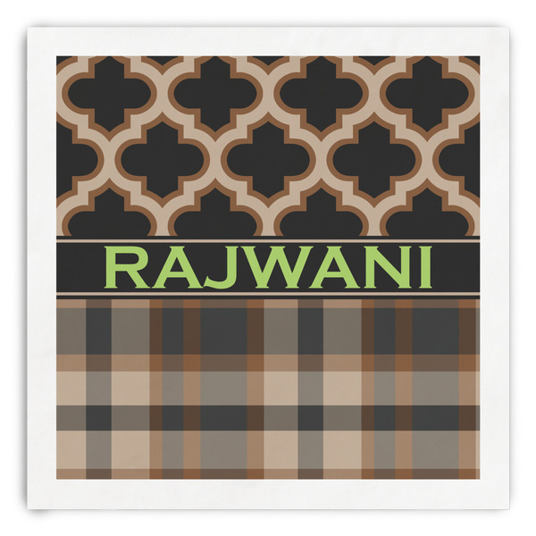 Custom Moroccan & Plaid Paper Dinner Napkins (Personalized)