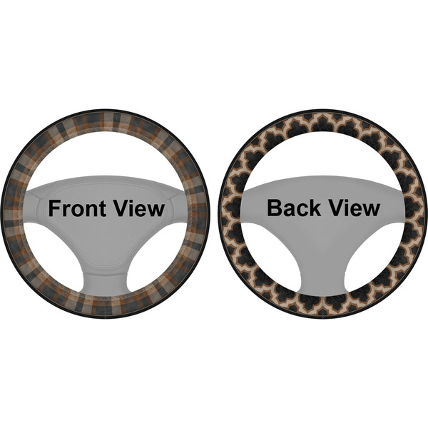 Moroccan & Plaid Steering Wheel Cover- Front and Back