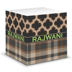 Moroccan & Plaid Sticky Note Cube (Personalized)