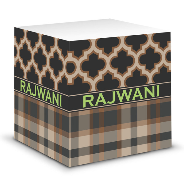Custom Moroccan & Plaid Sticky Note Cube (Personalized)
