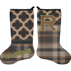 Moroccan & Plaid Holiday Stocking - Double-Sided - Neoprene (Personalized)