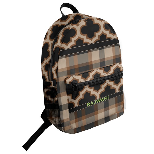 Custom Moroccan & Plaid Student Backpack (Personalized)
