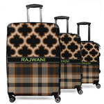 Moroccan & Plaid 3 Piece Luggage Set - 20" Carry On, 24" Medium Checked, 28" Large Checked (Personalized)