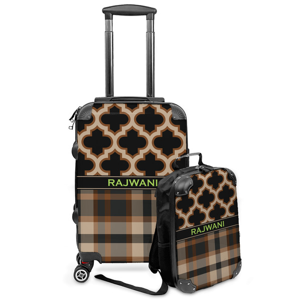 Custom Moroccan & Plaid Kids 2-Piece Luggage Set - Suitcase & Backpack (Personalized)
