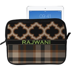 Moroccan & Plaid Tablet Case / Sleeve - Large (Personalized)