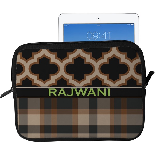 Custom Moroccan & Plaid Tablet Case / Sleeve - Large (Personalized)