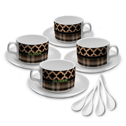 Moroccan & Plaid Tea Cup - Set of 4 (Personalized)