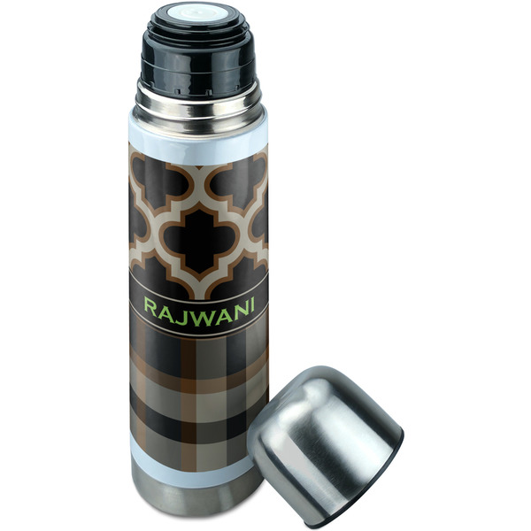 Moroccan & Plaid Thermos - Lid Off