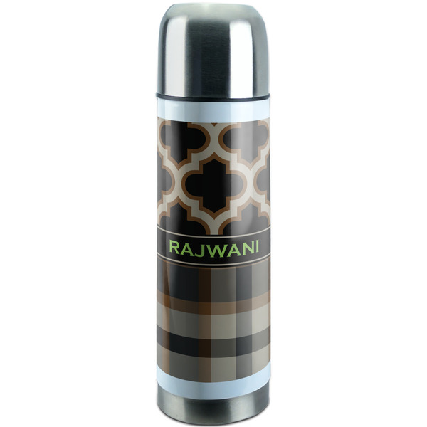 Custom Moroccan & Plaid Stainless Steel Thermos (Personalized)