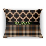 Moroccan & Plaid Rectangular Throw Pillow Case - 12"x18" (Personalized)