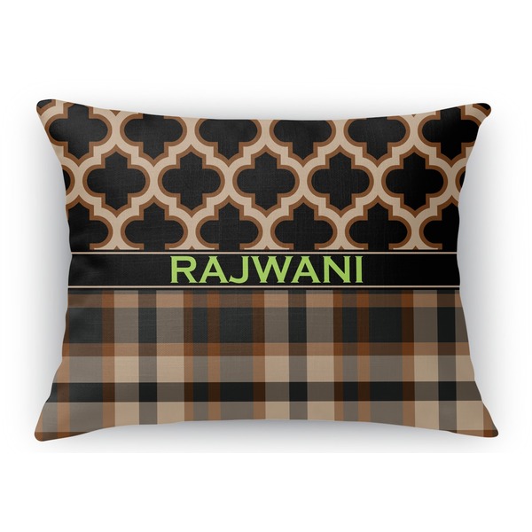 Custom Moroccan & Plaid Rectangular Throw Pillow Case (Personalized)