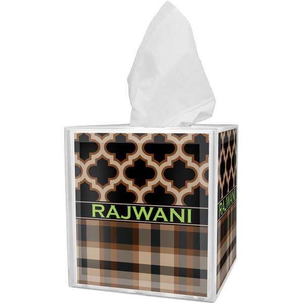 Custom Moroccan & Plaid Tissue Box Cover (Personalized)
