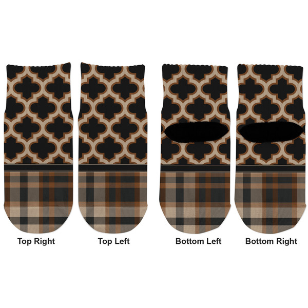 Moroccan & Plaid Toddler Ankle Socks - Double Pair - Front and Back - Apvl